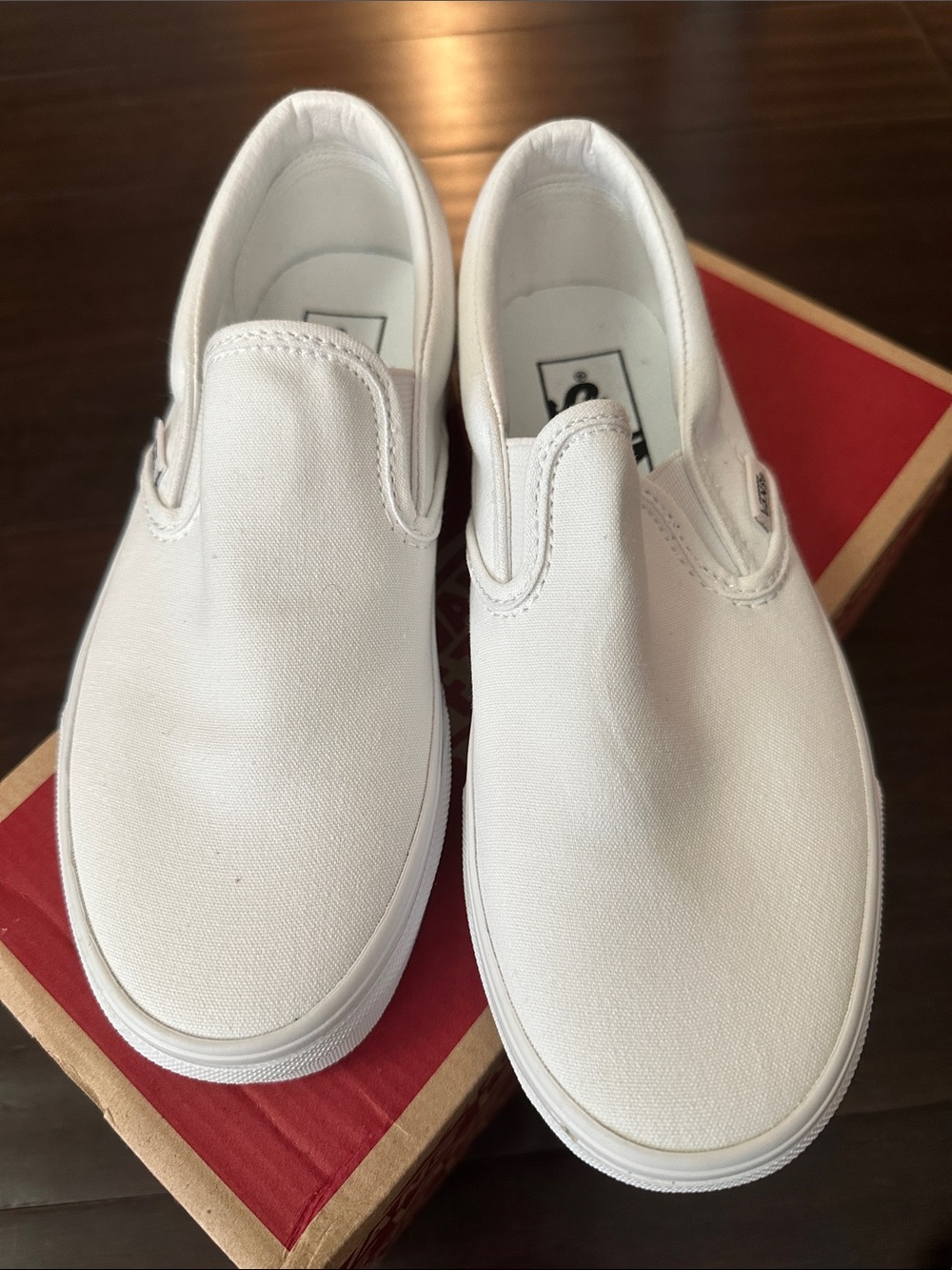 Vans White Slip-On Canvas Sneakers - Picture 2 of 5